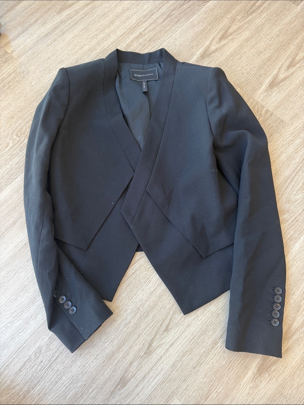 BCBGMaxAzria Black Cropped Wrap Blazer